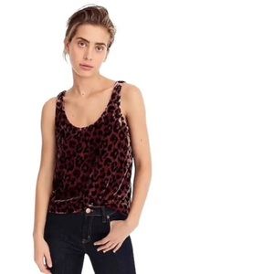 NWT J. Crew Printed velvet tank top Cheetah Animal Black Pink 2